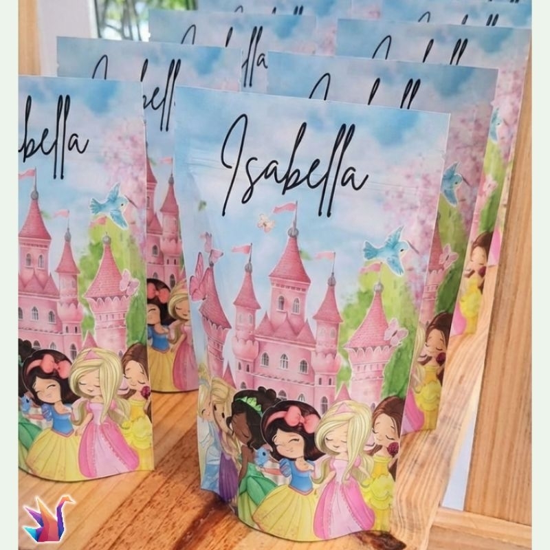 Saquinho Zip Personalizado Princesas | Lembrancinha Festa Infantil | PIPOCA GOURMET