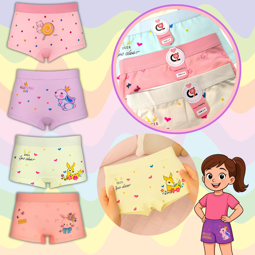 10 Calcinha Box shortinho Menina Estampada Feminina em Oferta na Shopee