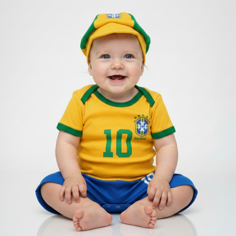 Body Bebe Camisa Brasil Temático Mêsversario Copa do Mundo - Seleção Brasileira - Copa do Mundo - Vários Modelos em Oferta na Shopee