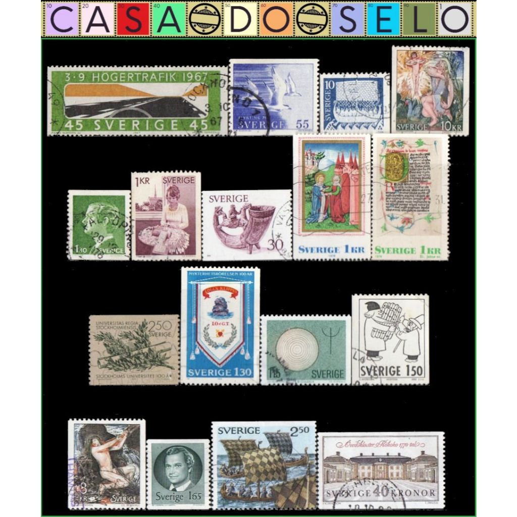 Suécia - Acumulação com 17 selos - 1967 a 1990 - C - EU5666