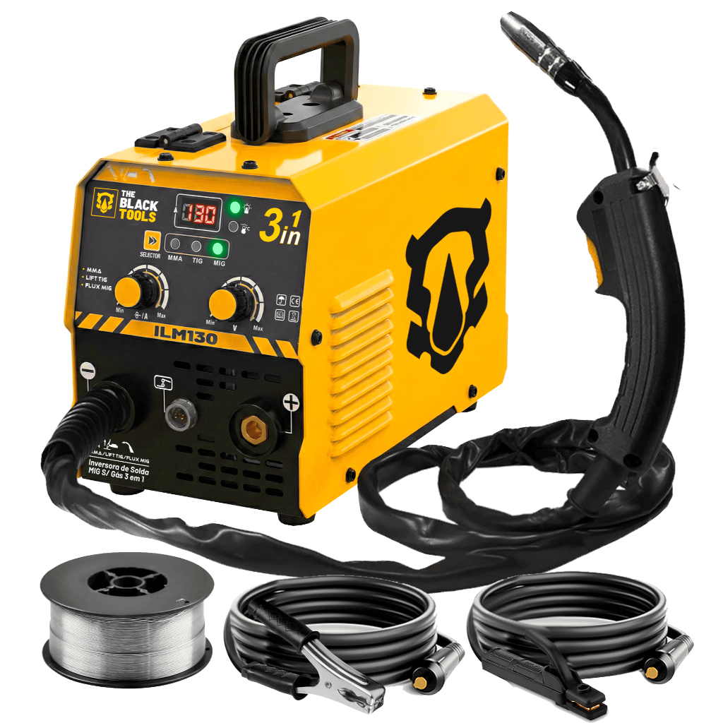 Máquina Inversora Mig 130a Sem Gás 3 Em 1 Tig Lift Mma Eletrodo Ilm130 220V Mig The Black Tools em Oferta na Shopee