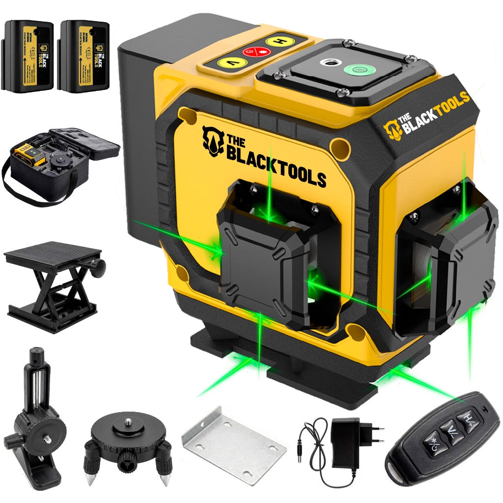 Nível Laser 12 Linhas Esquadro E Suporte Recarregavel Profissional Autonivelante - The Black Tools em Oferta na Shopee