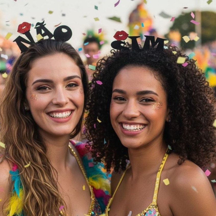 Kit 2 Tiara Carnaval Acessório de Fantasia Bloquinho Beijo Ou Não Beijo Sim / Não