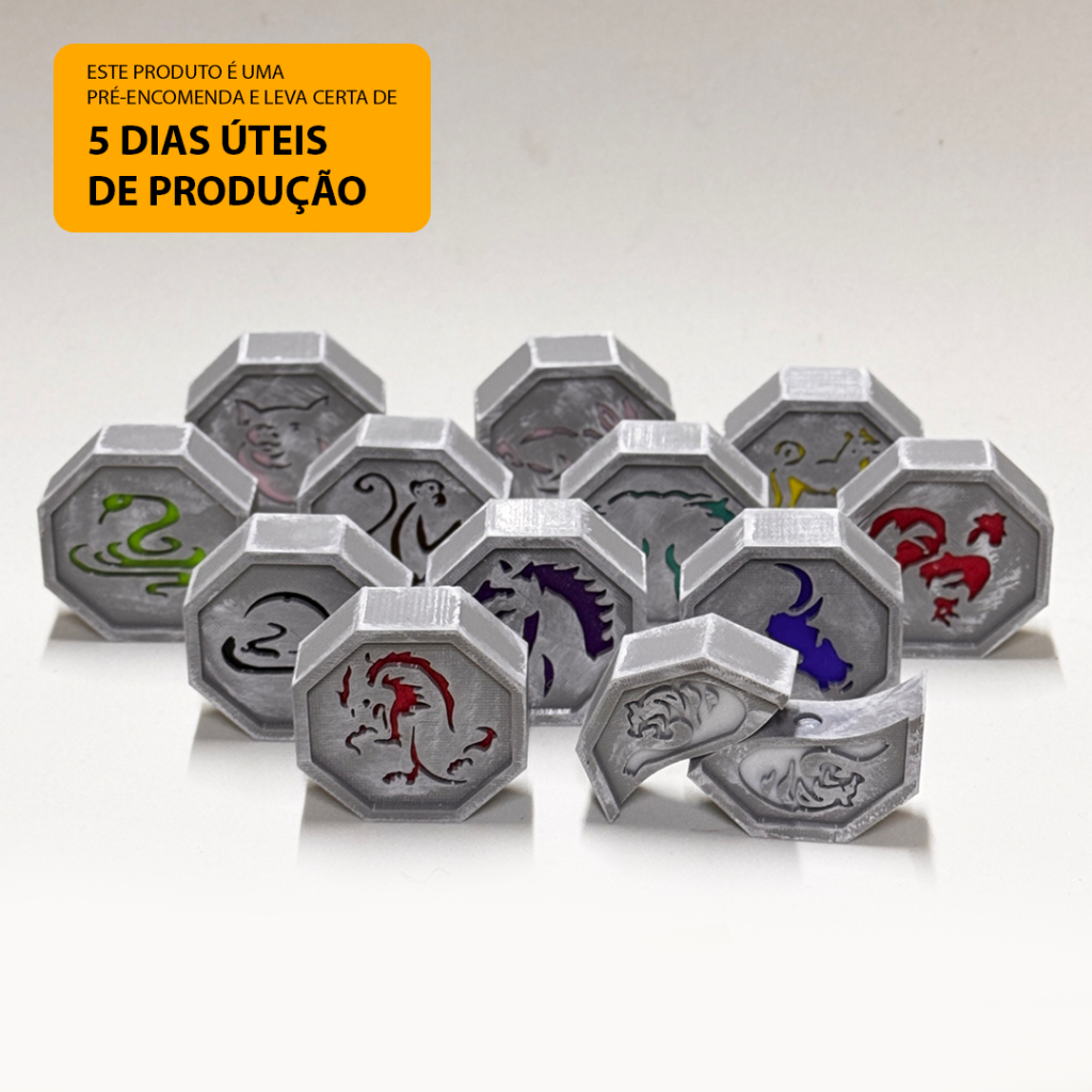 Kit 12 Talismãs Jackie Chan Coleção Completa Nostalgia Desenho Geek Impressão 3D - Envio Rápido