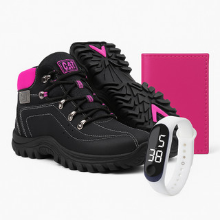 Bota Feminina Caterpillar Em Lona + Chaveiro Rosa