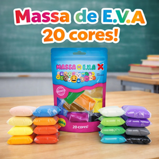 Massa de EVA 20 Cores Vibrantes Massinha de Modelar 250g para Artesanato Infantil Arte Escolar em Oferta na Shopee