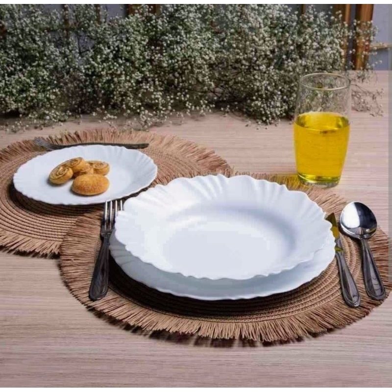 Jogo de Jantar Nadir Opaline Pétala 16/24 Peças Branco | Vidro Resistente | Mesa Posta Elegante