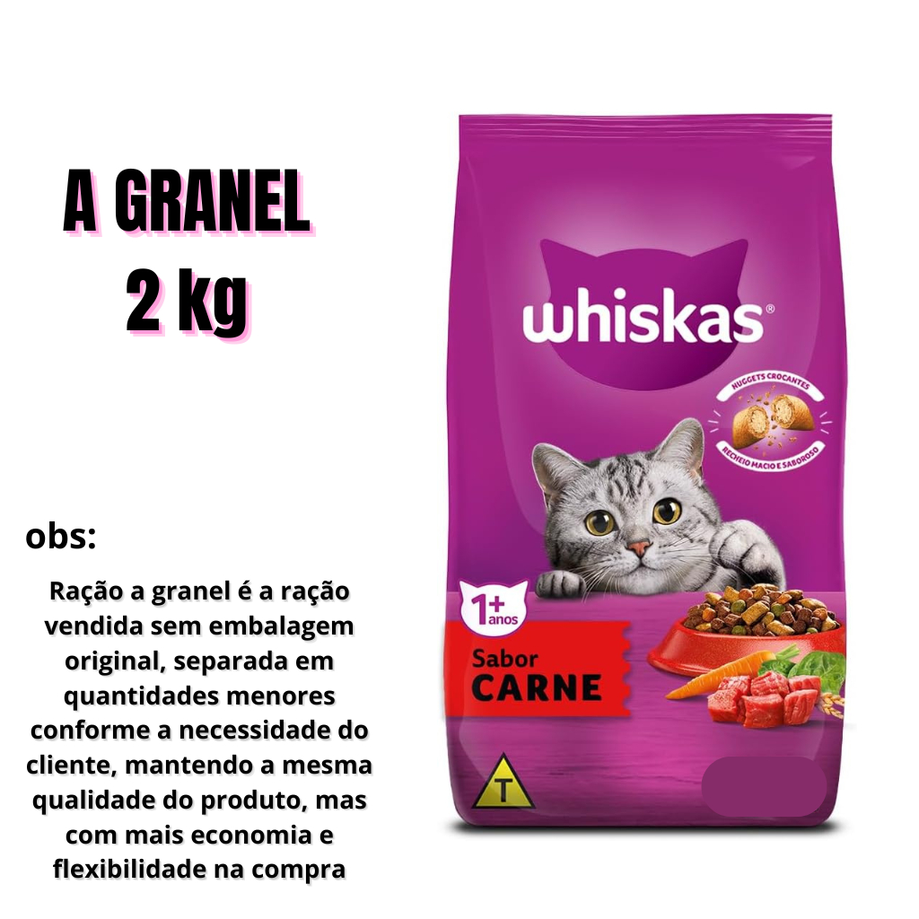 RAÇÃO WHISKAS A GRANEL GATOS ADULTO SABOR CARNE 2KG