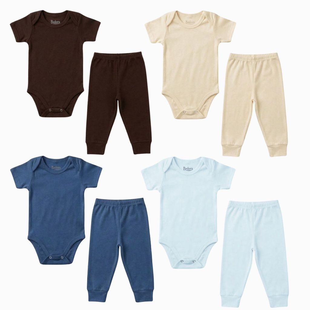 Kit Infantil Menino Masculino Body Manga Curta e Calça Algodão Bebê