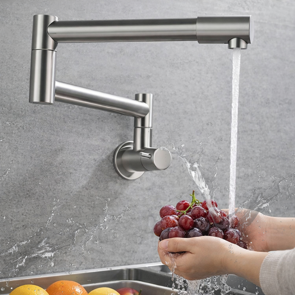 Torneira de Parede Gourmet Articulável Para Cozinha Rotação 360° Bica Giratória Cromado Brilhante em Oferta na Shopee