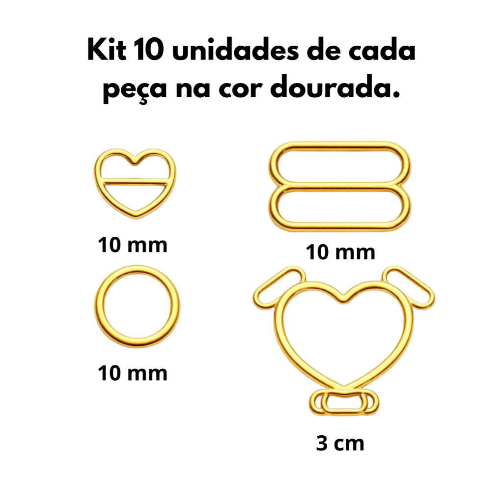 Kit 10 peças de cada para alça de sutiã lingerie dourado pronto para confeccionar em Oferta na Shopee