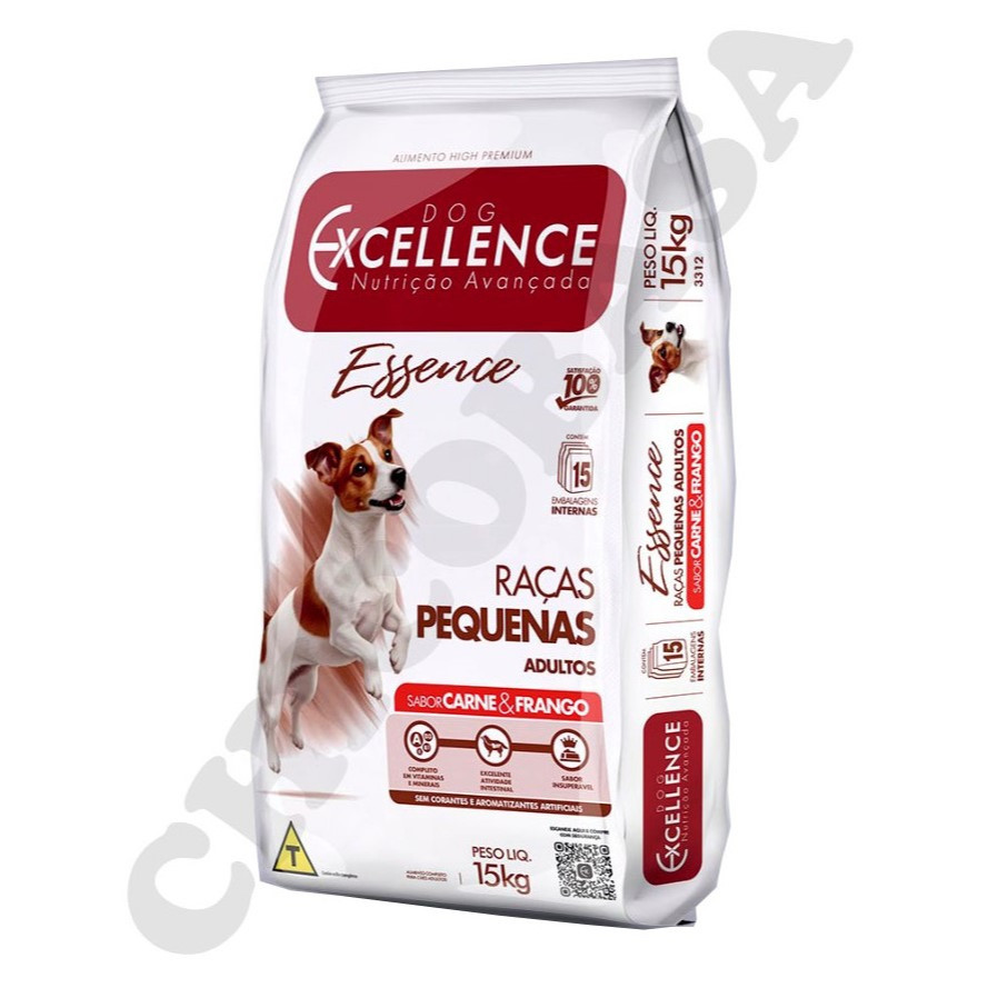 Ração Dog Excellence Essence Cães Adultos Raças Pequenas sabor Carne & Frango 15 Kg