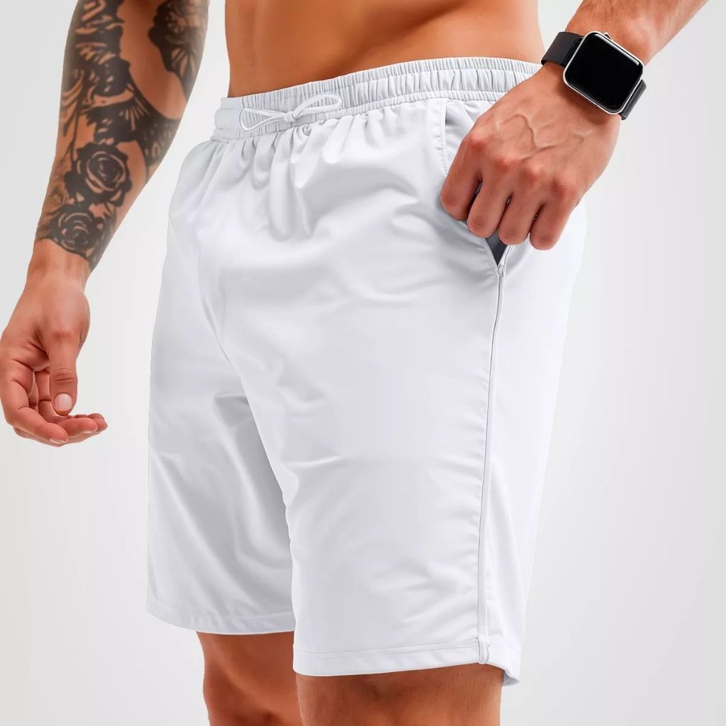 Shorts de Tactel com Elastano Masculino Basico Liso Casual Moda Praia Treino e Academia Bermuda