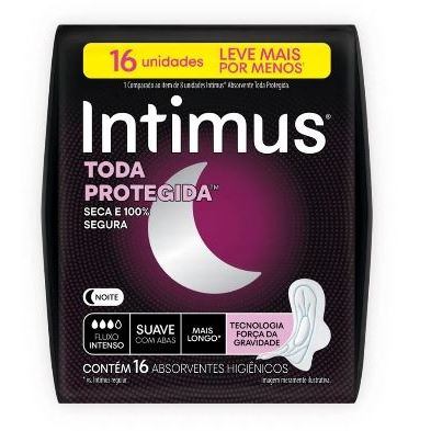 Absorvente Intimus Toda Protegida Noturno 16 unidades suave e COM ABAS