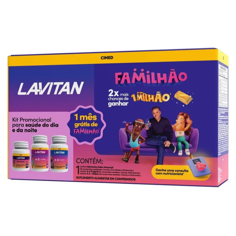 Lavitan Kit Familhão A-Z+Mulher 60 Comprimidos + A-Z Original 60 Comprimidos + Cabelos E Unhas 30 Cápsulas