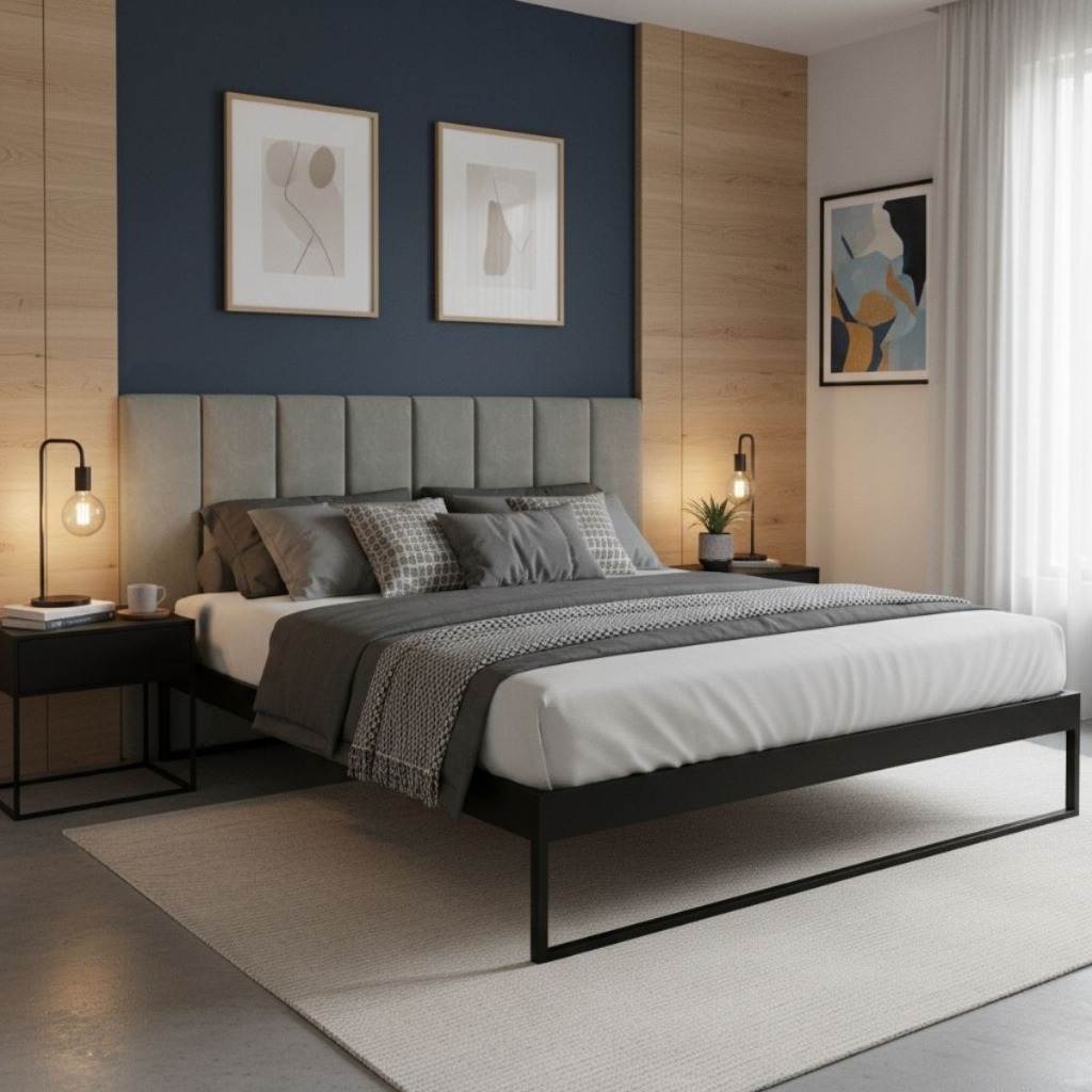 Kit  Placas de Cabeceira Estofado Auto Colante Para Cama  Super King, Cama Box e Queen