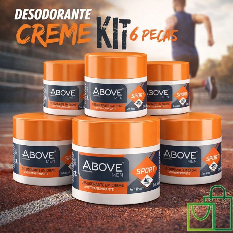 Kit Desodorante Creme Antitranspitante Above Homem Sport 48h Invisível 50g Mais Proteção em Oferta na Shopee