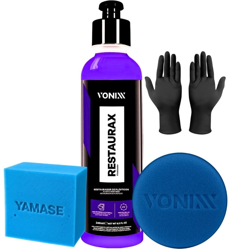 Restaurax 240ml Restaurador de Plásticos Aplicador Vonixx Luvas