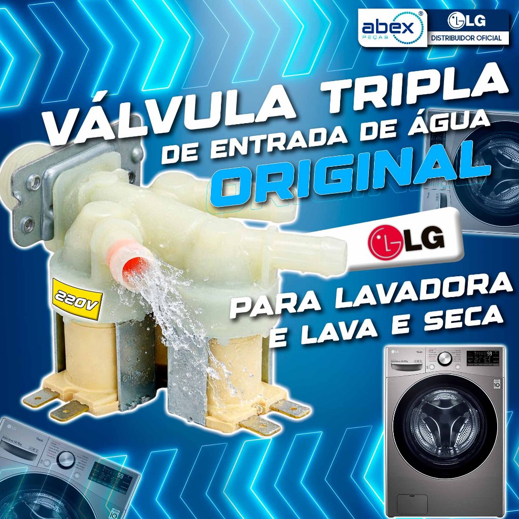 Válvula Tripla LG 220v 3 Vias Lava Seca WD11EP6A WD1412RTA WD1403RDA 5220FR2075B Original