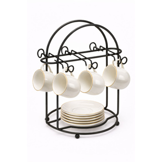 Suporte Porta Xícaras Café Chá com Pires Aramado Preto em Oferta na Shopee