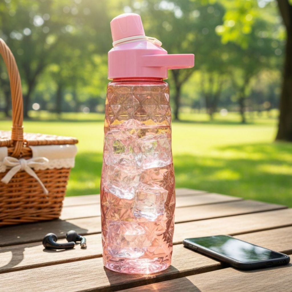 Garrafa De Água Squeeze Academia 600ml Plástico Neon Rosa Escola Resistente com Tampa Multiuso em Oferta na Shopee