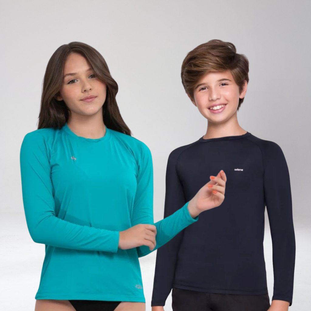 Camisa UV Infantil e Juvenil Unissex UV50+  Proteção Solar dos 2 aos 16 Anos