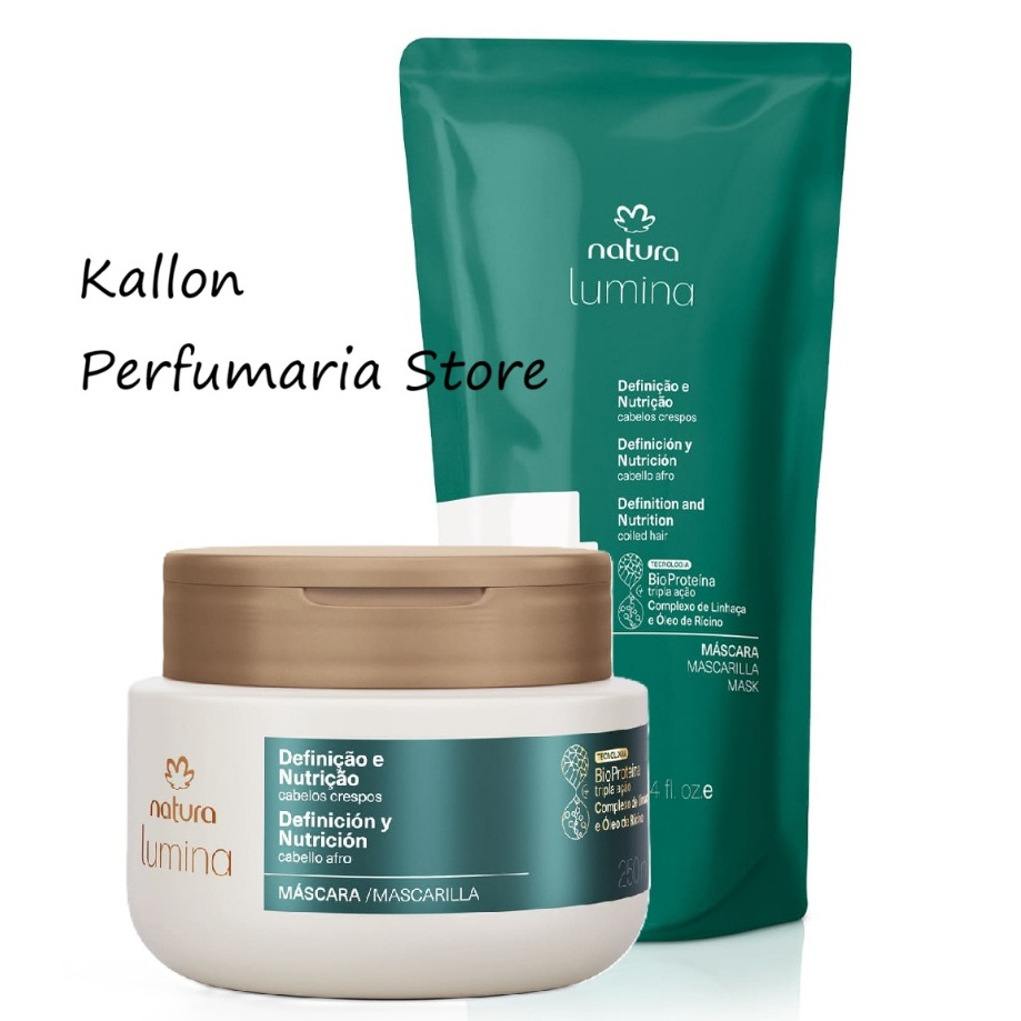 Kit Lumina Máscara Reconstrutora para Definição e Nutrição de Cabelos Crespos Com Refil 250 ml cada, Natura Cosméticos