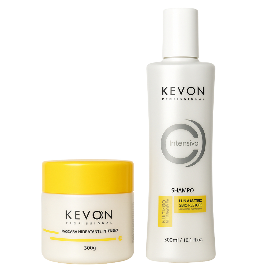 Kit Reconstrutor Intensiva Kevon Profissional –Shampoo 300ml + Máscara 300g | Hidratação, Restauração e Proteção Térmica