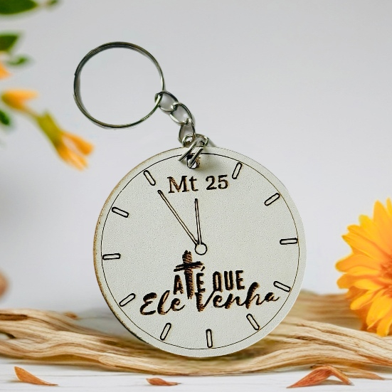Kit Chaveiro RELÓGIO ATÉ QUE ELE VENHA BRANCO, para igreja, decoração, festa, lembrancinhas MDF BRANCO em Oferta na Shopee