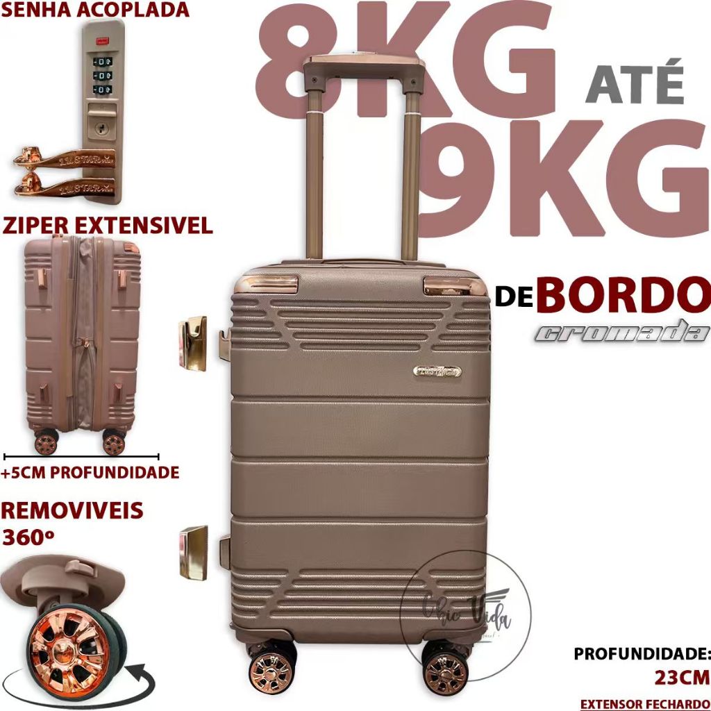 Mala De Bordo 8Kg / 9Kilos Promocao Colorido Mala De Viagem PP N17 / N18 Com Rodinha 360 Com Senha