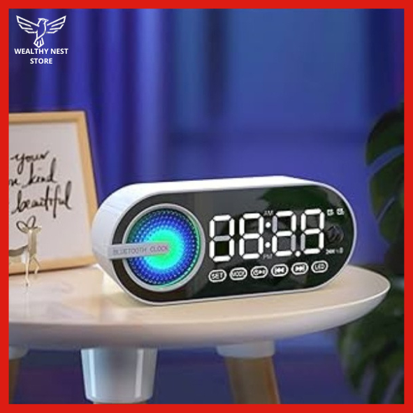 Rádio Retro Com Relógio Despertador Exibição De Hora Bluetooth Portátil Espelho USB em Oferta na Shopee