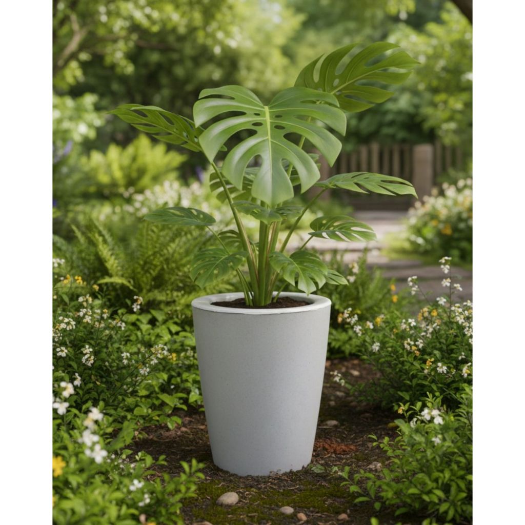 Vaso Decorativo Polietileno para Plantas Coluna Cone Redonda Lisa Medidas 30x23x16cm