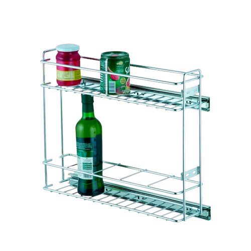 Porta Latas Duplo 2031 Cromado Com Corrediça 120x450mm Trilho Solto Schmitt Organizador Para Armário