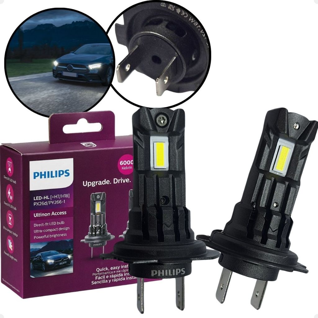 Par Lâmpada Led Philips Ultinon Access H7 H18 Nano 1:1 12v 16W 6000k em Oferta na Shopee