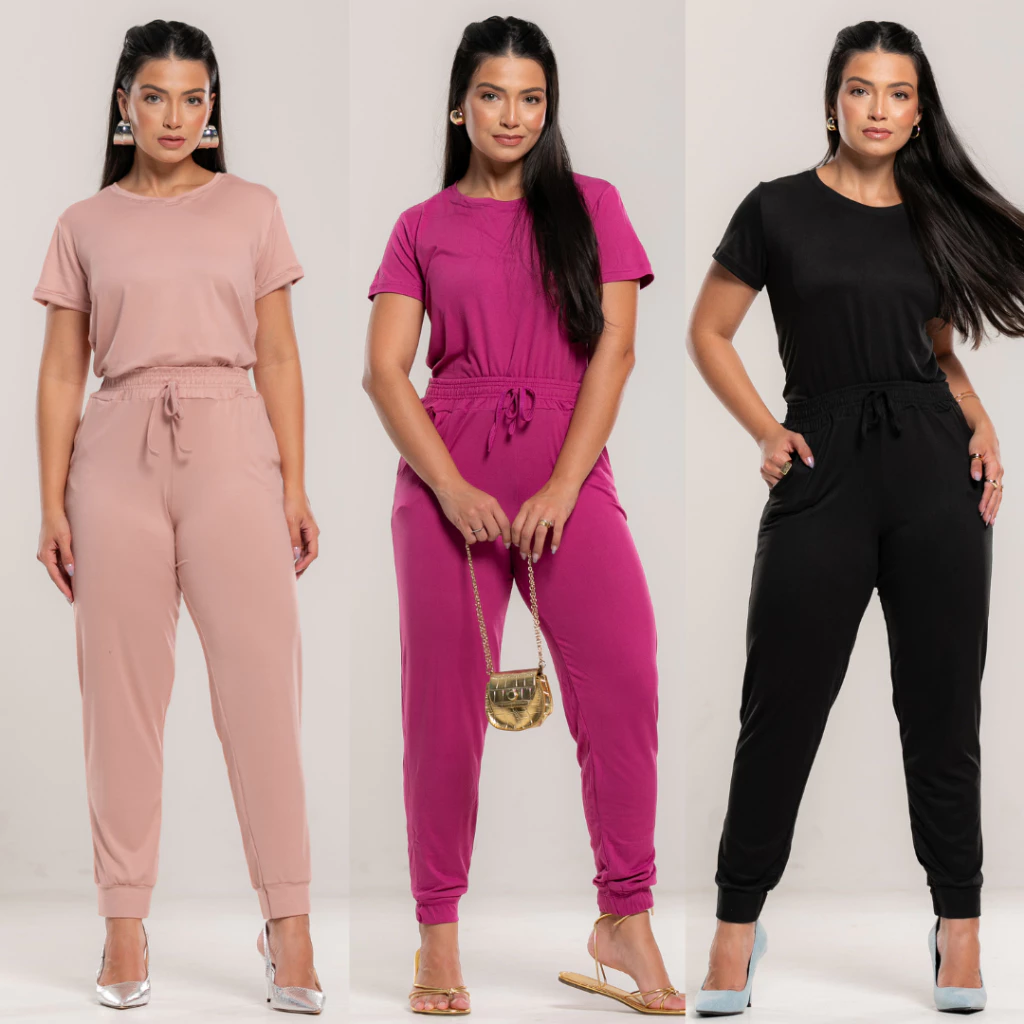 KIT 2 Conjuntos Femininos Malha Suede Light Calça Jogguer Blusa Feminina Confortável Fardamento — imagem 1