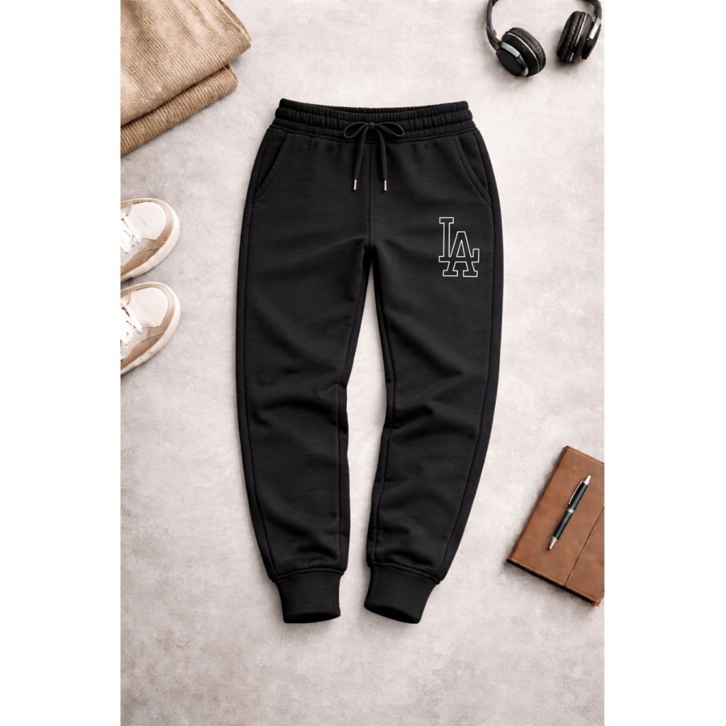 Calça Moletom Jogger Unissex Algodão Confortavel Flanelado Cordão Ajustavel LA Los Angeles City Streetwear