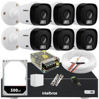 Kit 6 cameras Intelbras bullet 1120B Dvr 1204 4ch App Isic