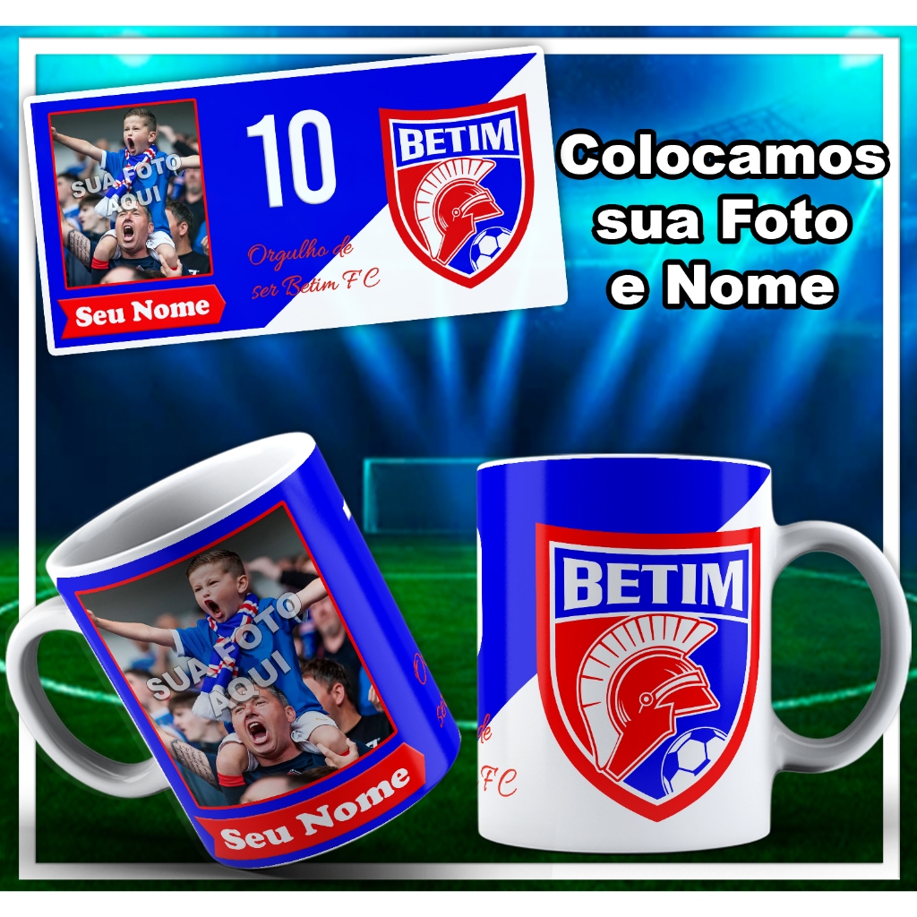 Caneca de Porcelana Personalizada do Betim F C com sua Foto e Nome