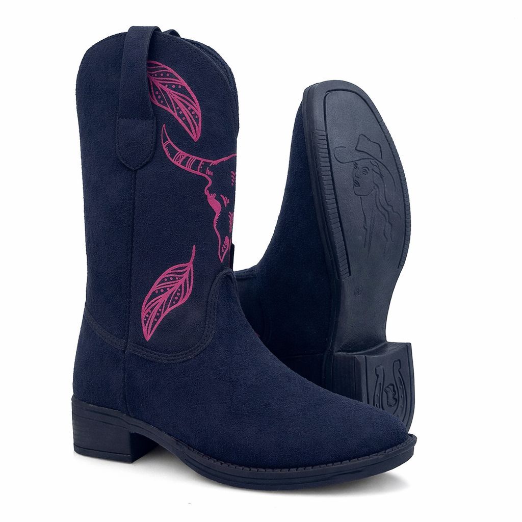 Bota feminina country texana camurça macia conforto Aos Aeus Pés Rodeio Festa De Peão
