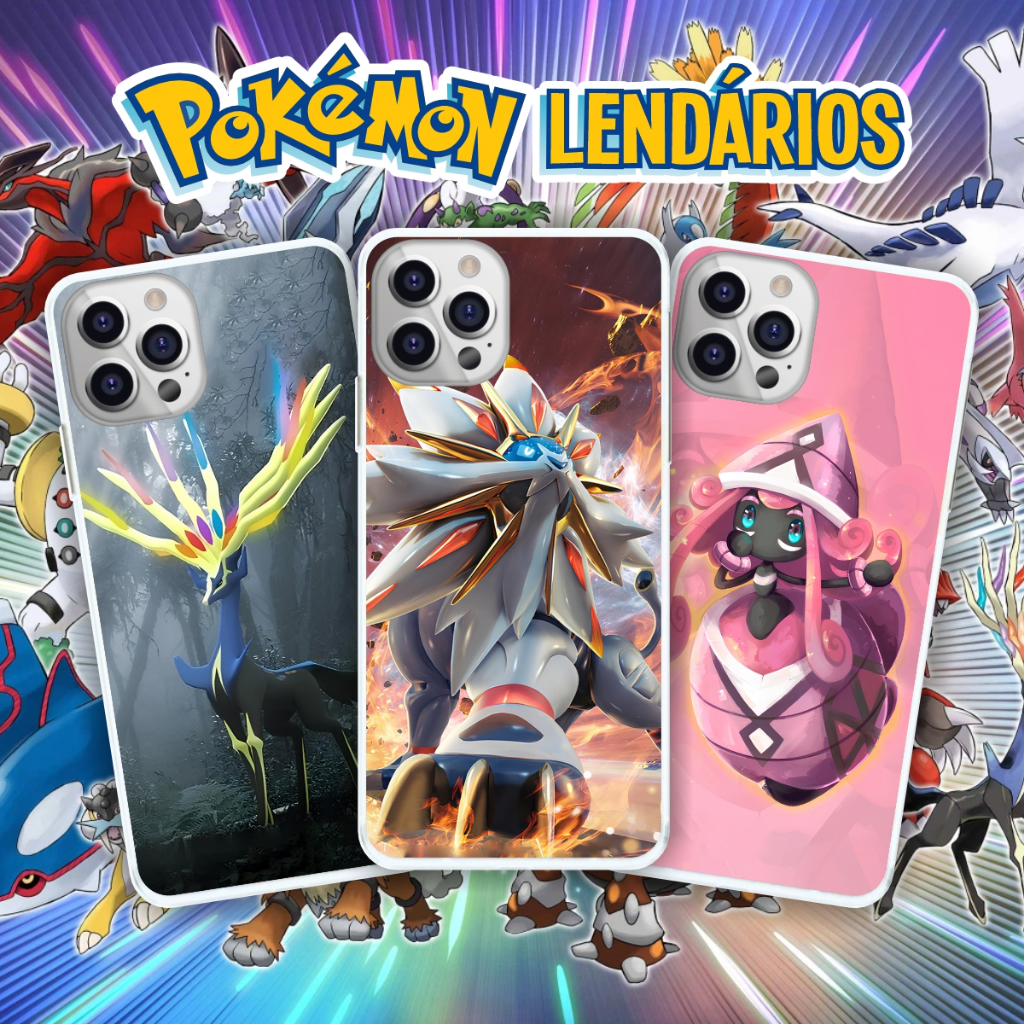 Capinha Pokémon Pokémons lendários Yvetal Lunala Xerneas ANIME POKÉMON Capa de Celular