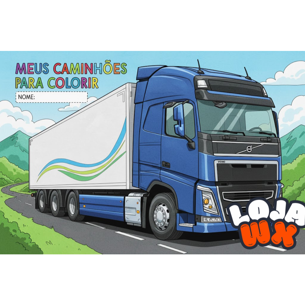 Desenhos para Colorir Caminhão | 52 Folhas Soltas A5 90g/120g/180g + Acetato