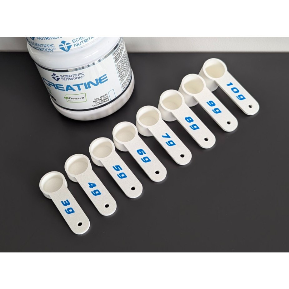 Kit 4 Colheres Medidoras de Creatina e Suplementos 3g a 6g - Dosador Scoop Academia Fitness