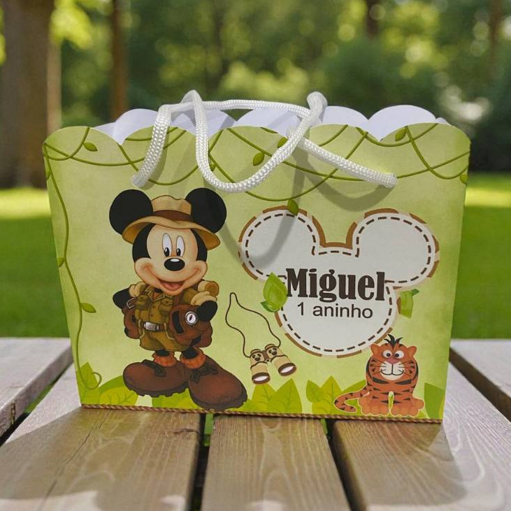 Sacolinha Personalizada Safari do Mickey | lembrancinha safari do mickey | mimos | aniversário safari do Mickey
