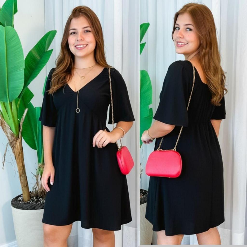 Vestido Curto Feminino  Liso Soltinho com Manguinha Praia Verão Com Forro Moda Evangélica em Oferta na Shopee