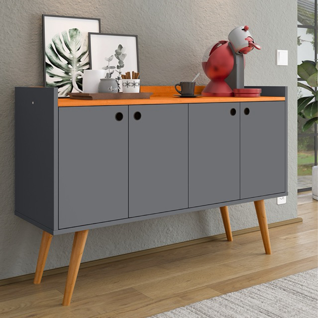 Aparador Buffet Organizador Cozinha Sala Cantinho Do Café Retrô 4 Portas Dallas em Oferta na Shopee