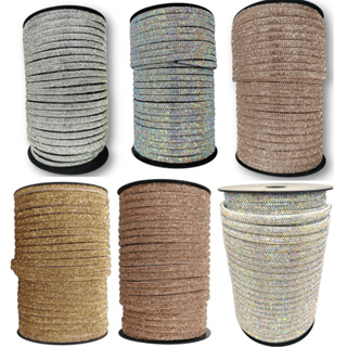 MEIA CANA DE STRASS - LARGURA 6MM - ROLO FECHADO C/ 50 METROS em Oferta na Shopee