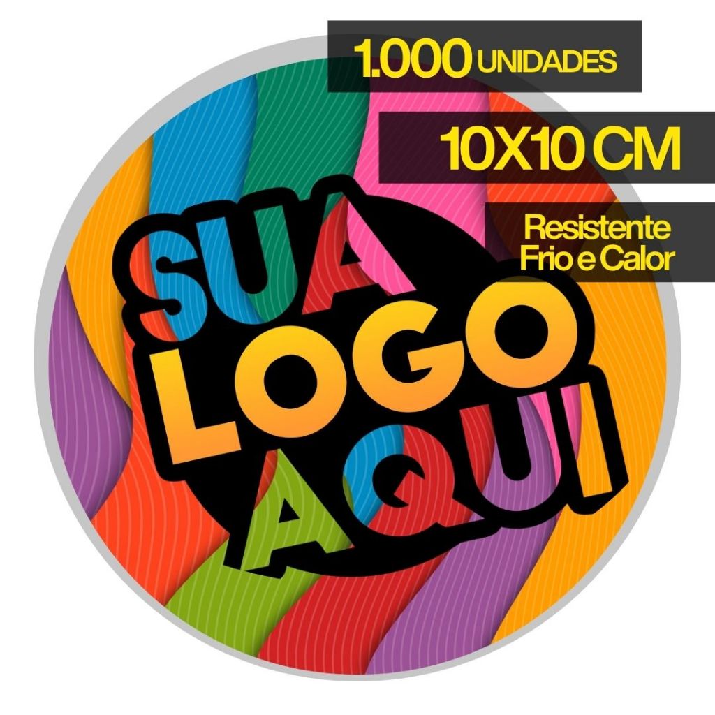 1000 un Adesivo Personalizado 10X10 cm Super Brilho Resistente ao Frio e Calor Logo Para Embalagem em Oferta na Shopee
