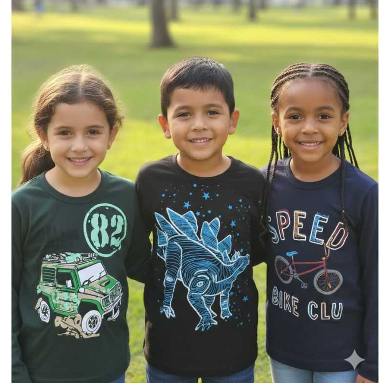 Kit 3 Camiseta Infantil Manga Longa Inverno Menino Cores e Estampas Sortidas 01 ao 03 100% Algodão em Oferta na Shopee