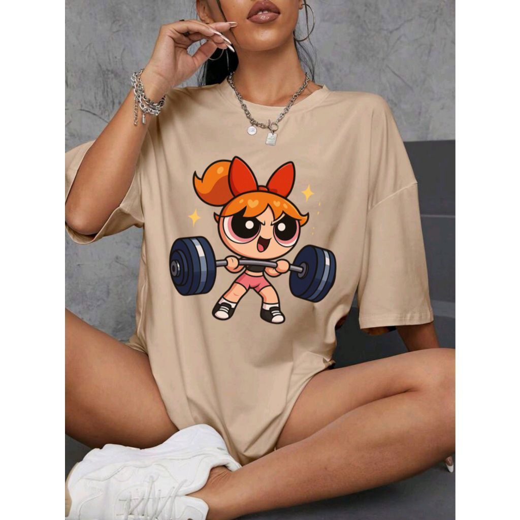 Camiseta Oversized Streetwear Blusa Elegantes Feminino Meninas Superpoderosas Streetwear 100% Algodão