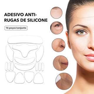 Kit com 16 Adesivo anti rugas Facial Para Rosto Reutilizável Reduz Linhas Faciais
